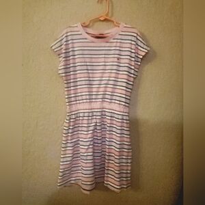 Tommy Hilfiger girl striped elastic waist pink red white and blue dress 8/10